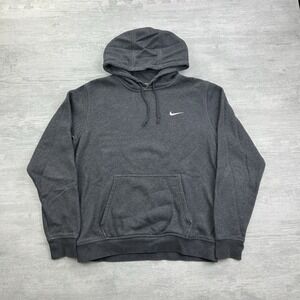 Vintage Y2K Nike Sweatshirt Size Large Gray Small Swoosh Embroidered Logo Hoodie